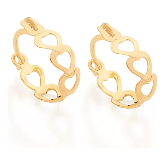 Brinco Rommanel Argola Corações Folheado A Ouro 18k 523351 Foto 1