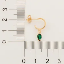 Brinco Rommanel Argola Pedra Gota Colorida Folheado Ouro 18k Cor Verde Foto mini 3