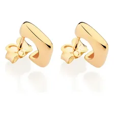 Brinco Rommanel Argola Quadrada Pequena Banhado Ouro 18k Foto  mini 1