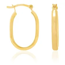 Brinco Rommanel Banhado Ouro 18k Argola Oval Lisa Bonito Cor Dourado Foto  mini 1
