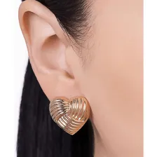 Brinco Rommanel Coração Abaulado Trabalhado Banhado Ouro 18k Foto mini  2