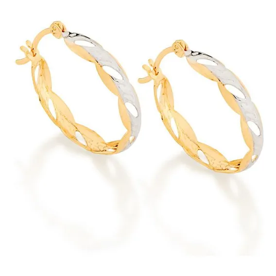 Brinco Rommanel Folheado Ouro 18k Argola Rhodium 2,6cm Foto 1