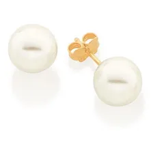 Brinco Rommanel Pequeno Folheado A Ouro Com Pérolas Foto mini  2