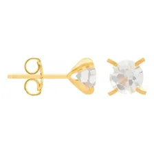 Brinco Rommanel Solitário Pedra Adulto / Infantil 524841 Cor Dourado/Branco Foto mini  2