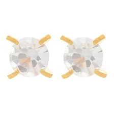 Brinco Rommanel Solitário Pedra Adulto / Infantil 524841 Cor Dourado/Branco Foto mini  3