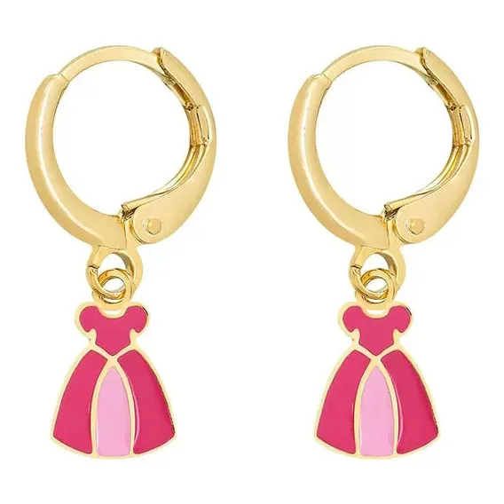 Brinco Semijoia Infantil Princesa Argolinha Banho Ouro 18k Foto 1
