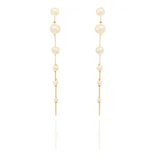 Brinco Semijoia Longo Flávia Pérola Dourado Pri Acessórios Foto  mini 1