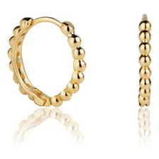 Brinco Tipo Argola com Bolinhas em Ouro 18k 750 10 mm Agaprime Joias Dourado Foto mini 1