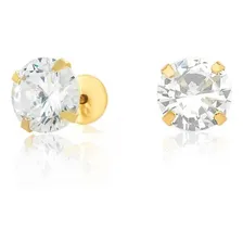 Brinco Zirc么nia Branca 4mm Ouro 18k Foto mini 1