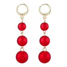 Brincos Bolas Vermelho Com Dourado Presente Dia Das Mães Foto mini 1