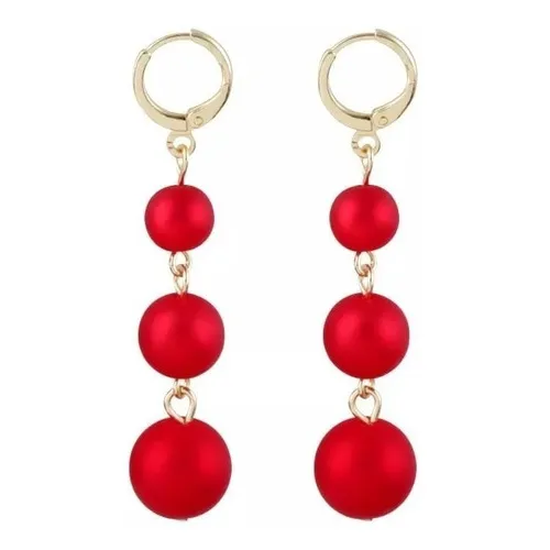 Brincos Bolas Vermelho Com Dourado Presente Dia Das Mães Foto 1