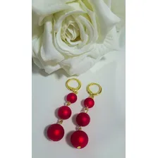 Brincos Bolas Vermelho Com Dourado Presente Dia Das Mães Foto mini 2