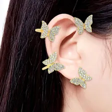 Brincos Borboleta Zircão Strass 1 Par Clipes K-pop Ear Cuff Foto mini  2
