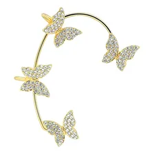 Brincos Borboleta Zircão Strass 1 Par Clipes K-pop Ear Cuff Foto  mini 1