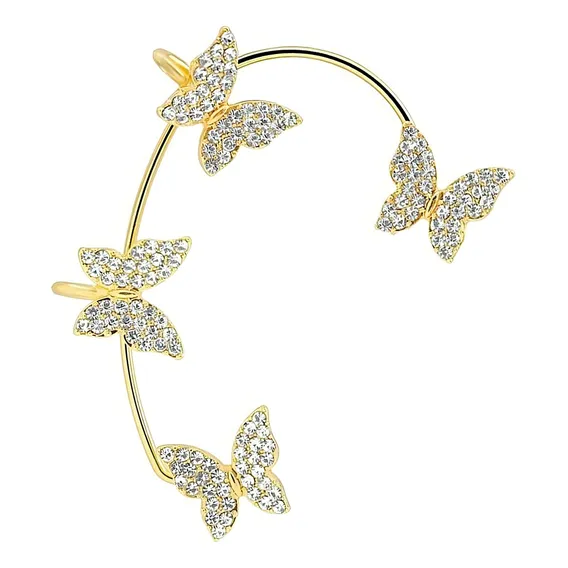 Brincos Borboleta Zircão Strass 1 Par Clipes K-pop Ear Cuff Foto 1