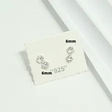Brincos Cristal Zirc么nia Dupla Prata 925 Pura 3mm Foto mini 2