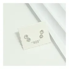 Brincos Cristal Zirc么nia Dupla Prata 925 Pura 3mm Foto mini 1