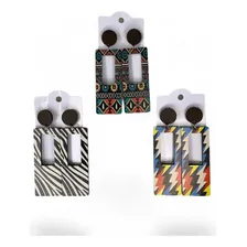 Brincos Em Mdf Impressos - Kit 12 Pares Cor Preto Foto mini 4