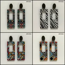 Brincos Em Mdf Impressos - Kit 12 Pares Cor Preto Foto mini 1