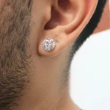 Brincos Pedra Zirc么nia Diamante 9mm Prata Pura 950 Show Foto mini 2