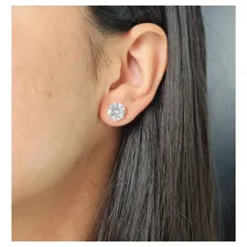 Brincos Pedra Zirc么nia Diamante 9mm Prata Pura 950 Show Foto mini 3