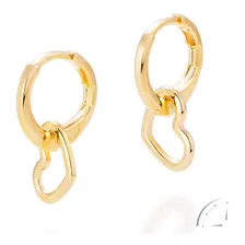 Brincos Rommanel Argola Com Coração Pendurado Banhado 526588 Foto mini 1