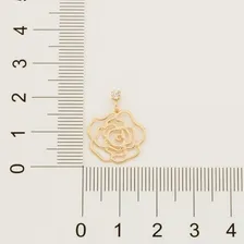 Brincos Rommanel Base Cristal Com Rosa Vazada Fol 18k 523542 Cor Dourado Foto mini  3