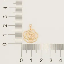 Brincos Rommanel Base Cristal Com Rosa Vazada Fol 18k 523542 Cor Dourado Foto mini 3