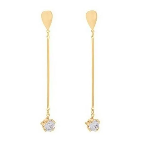 Brincos Rommanel Base Gota Com Palito Com Zirc么nia 525200 Cor Dourado Foto 1
