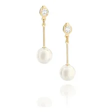 Brincos Rommanel Base Oval Zircônias E Pérolas 525724 Cor Dourado Foto mini 3