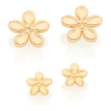 Brincos Rommanel Fol Kit Flores Tamanhos Diferentes 526423 Cor Dourado Foto  mini 1