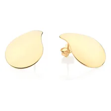 Brincos Rommanel Formato Gota Abaulado Liso Folheado 527176 Cor Dourado Foto mini  3