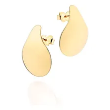 Brincos Rommanel Formato Gota Abaulado Liso Folheado 527176 Cor Dourado Foto  mini 1