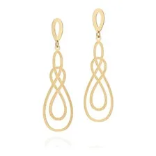 Brincos Rommanel Gotas Trabalhadas Entrelaçada 18k 525439 Cor Dourado Foto  mini 1