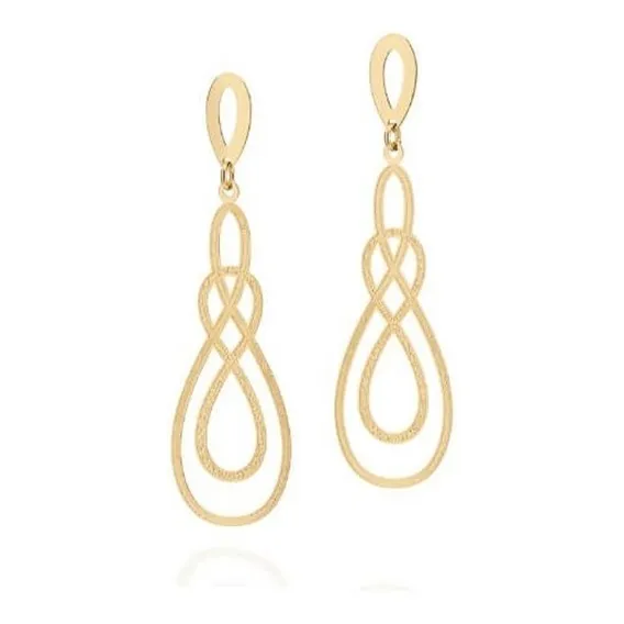 Brincos Rommanel Gotas Trabalhadas Entrelaçada 18k 525439 Cor Dourado Foto 1