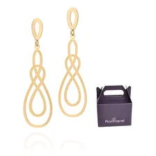 Brincos Rommanel Gotas Trabalhadas Entrelaçada 18k 525439 Cor Dourado Foto mini 4