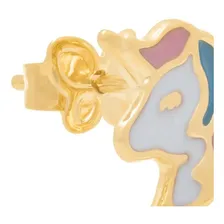 Brincos Rommanel Infantil Unic贸rnio Resina Fol Ouro 525928 Cor Dourado Foto mini 4