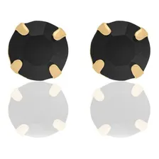 Brincos Rommanel Pequenos Solitário Com Cristal Negro 525029 Cor Preto Foto  mini 1