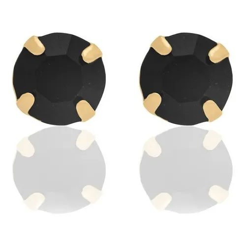 Brincos Rommanel Pequenos Solitário Com Cristal Negro 525029 Cor Preto Foto 1