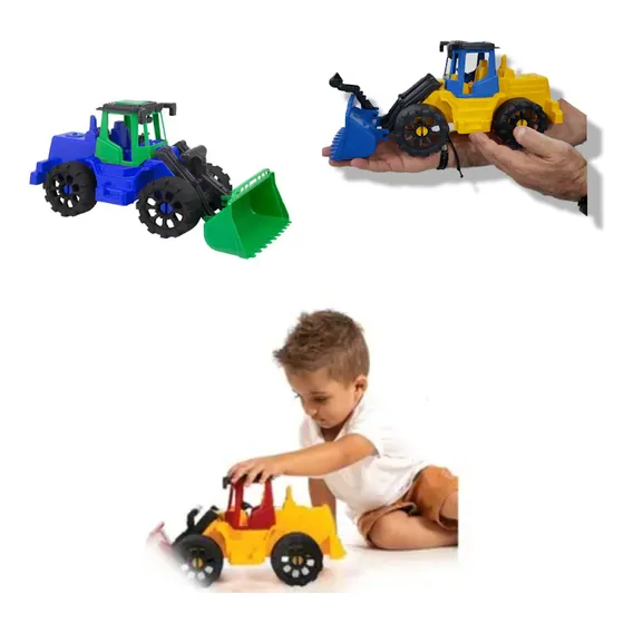 Brinquedo Carrinho Carregadeira Máquina Kraft Trator Praia Cor Azul Foto 1