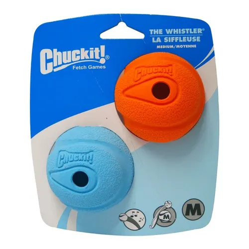 Brinquedo Chuckit Bola Para Cães The Whistler Ball 2 Unid Cor Laranja e Azul Foto 1