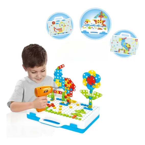 Brinquedo Criativo Jogo Blocos De Montar Com Parafusadeira Foto 1