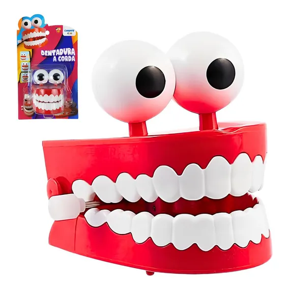 Brinquedo Dentadura Maluca Divertida À Corda Pula Pula Foto 1