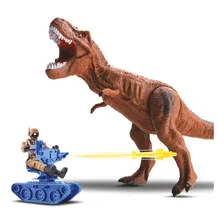 Brinquedo Dinossauro T-rex Vs Humanos C/ Tanque Lança Míssil Foto  mini 1