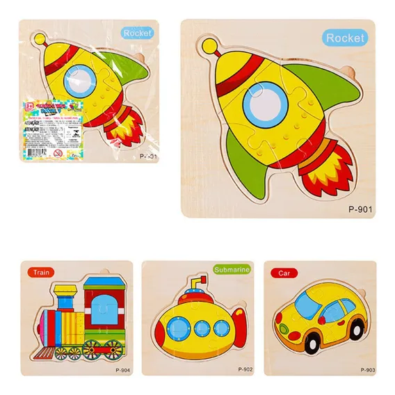 Brinquedo Educativo Kit Quebra Cabeça De Madeira Mdf Foto 1