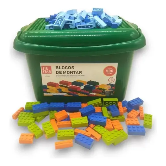 Brinquedo Educativo Mix Blocos De Montar 500 Peças Foto 1