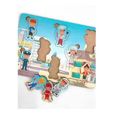 Brinquedo Educativo Tabuleiro Encaixe Profissões Mdf Foto mini 3