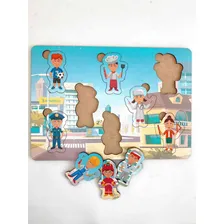 Brinquedo Educativo Tabuleiro Encaixe Profissões Mdf Foto mini 4