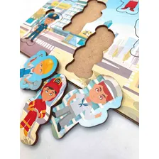 Brinquedo Educativo Tabuleiro Encaixe Profissões Mdf Foto mini 2