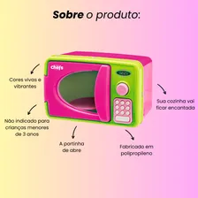 Brinquedo Infantil Cozinha Mini Microondas Forninho Little Chefs Rosa Foto mini 2